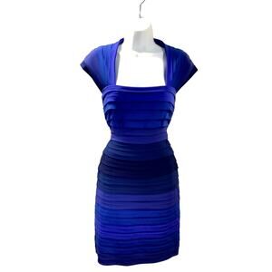 TADASHI COLLECTION Blue Purple Ombre Bodycon Stretch Evening Cocktail Dress S